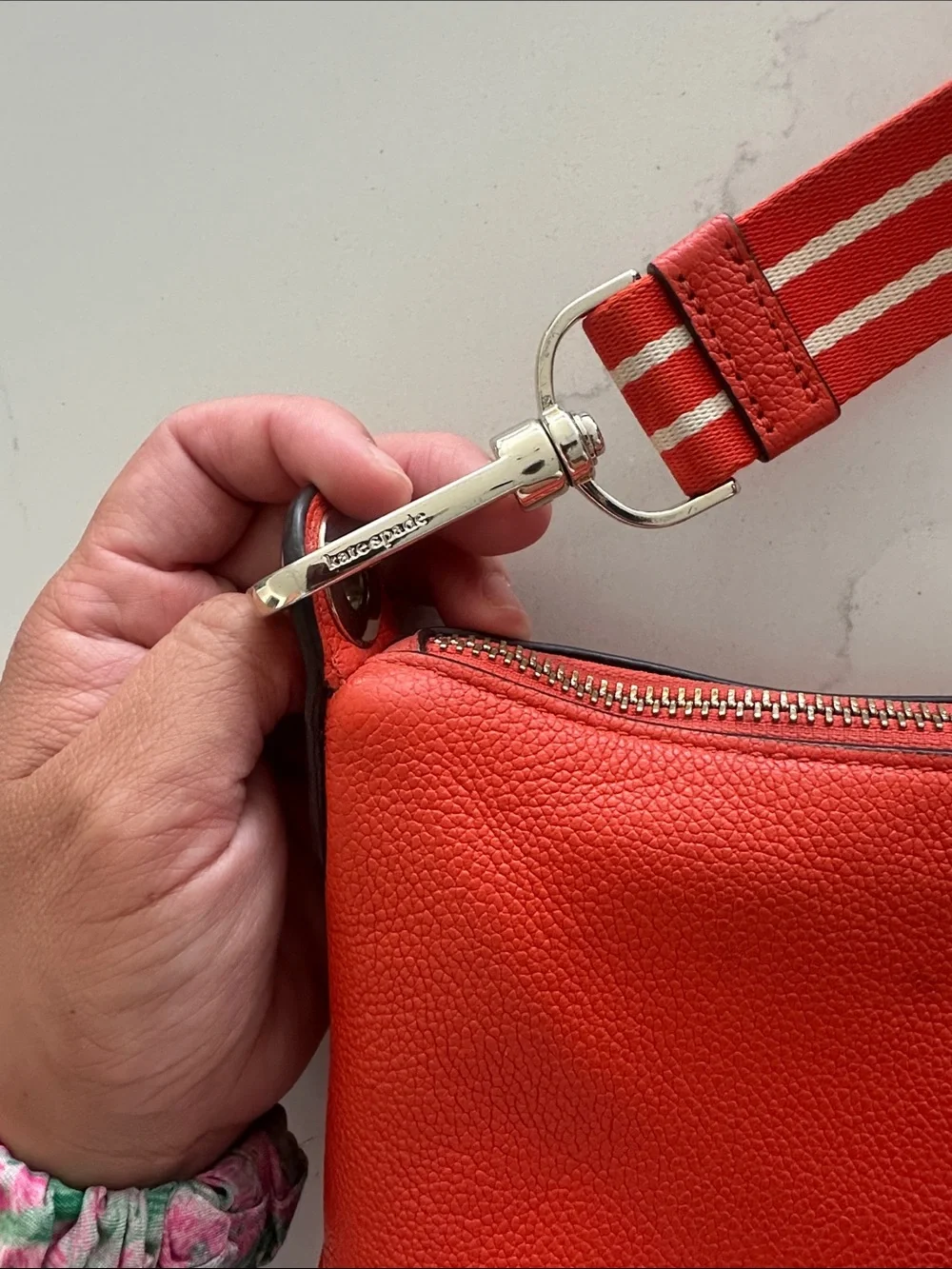 Kate Spade Orange Pebble Leather Crossbody bag small purse